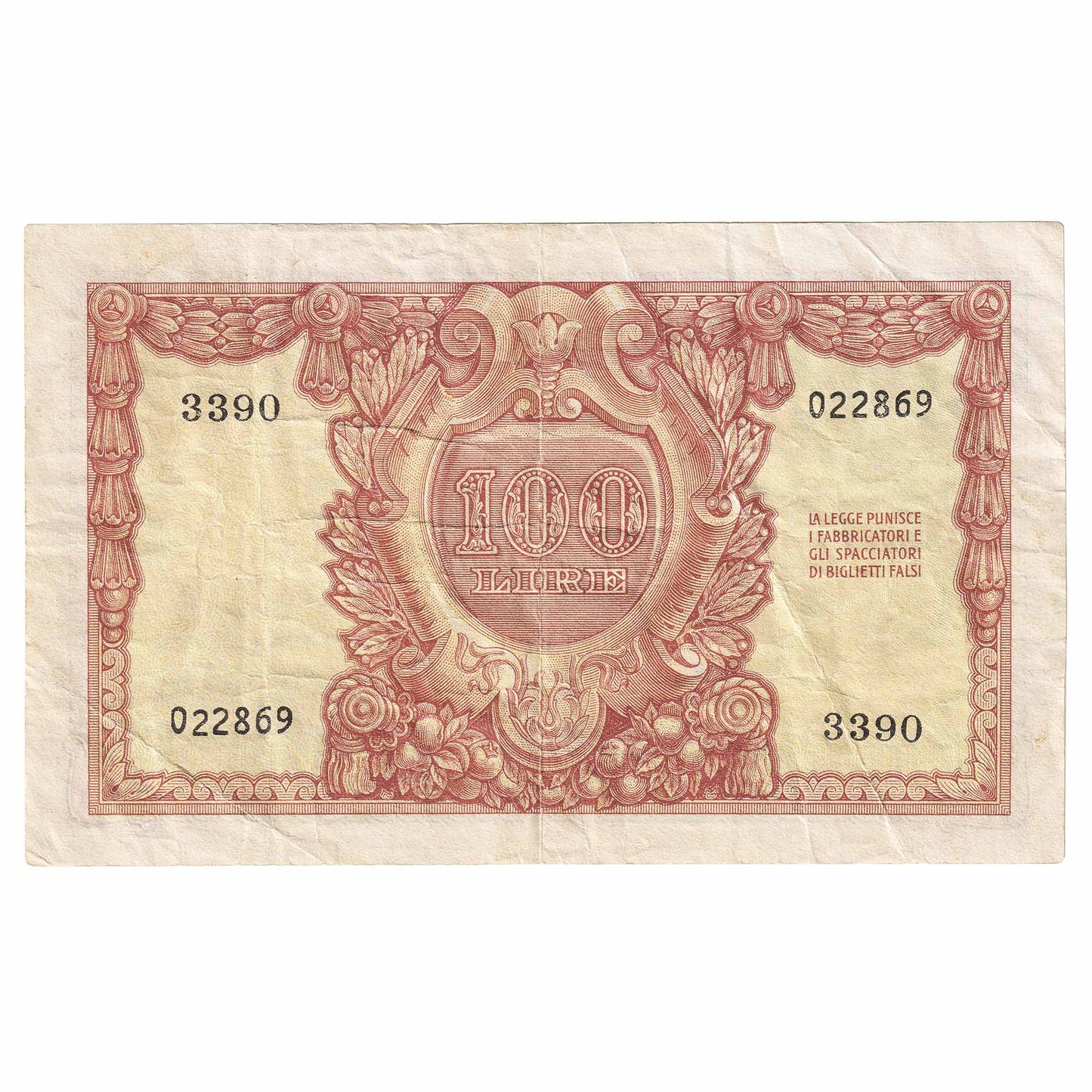 Italy 1951 100 Lire Note, Pick #92b, VF