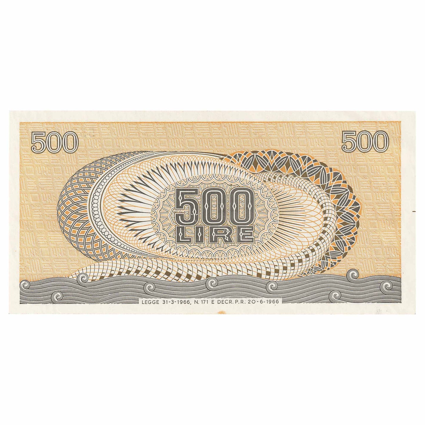 Italy 1966 500 Lire Note, Pick #93a, UNC