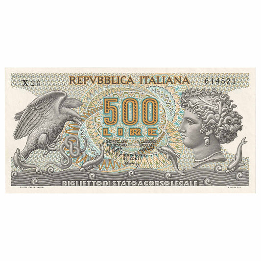 Italy 1970 500 Lire Note, Pick #93a, AU