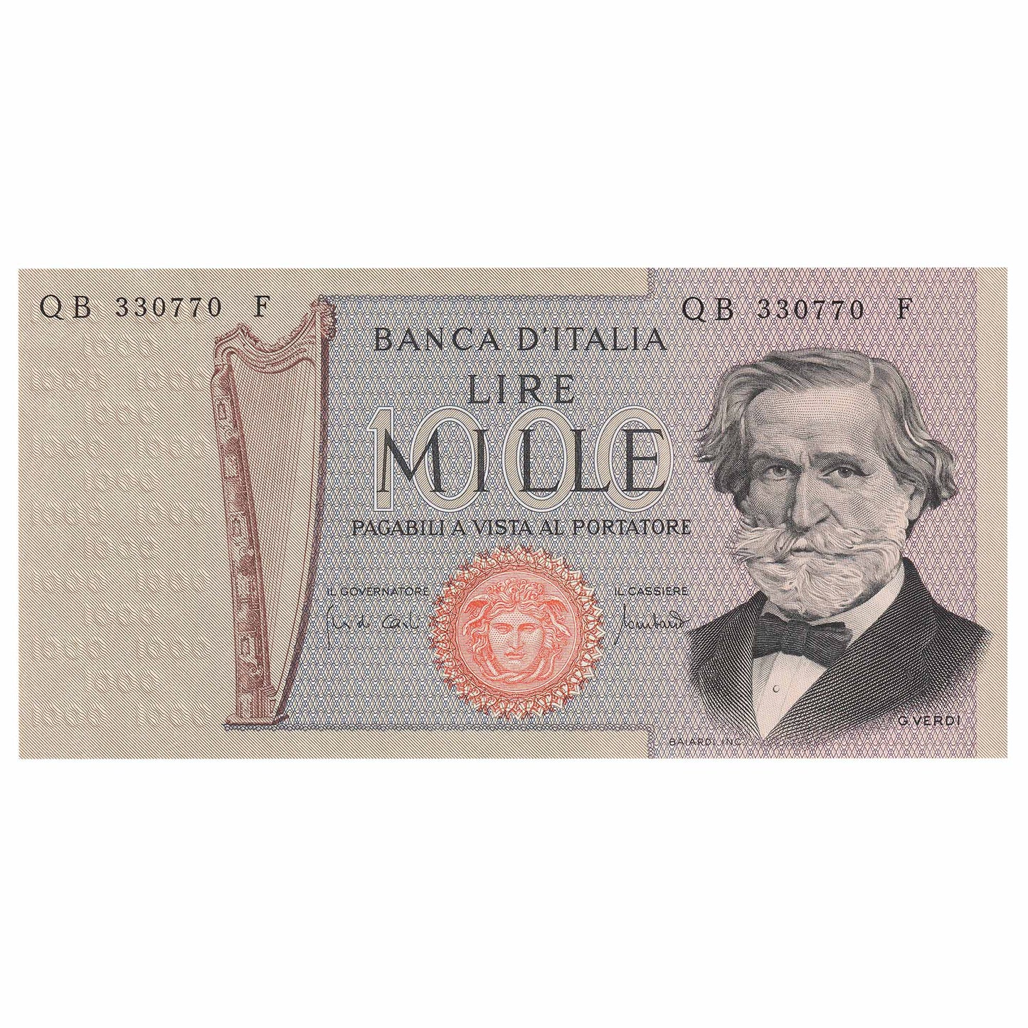 Italy 1971 1,000 Lire Note, Pick #101b, UNC