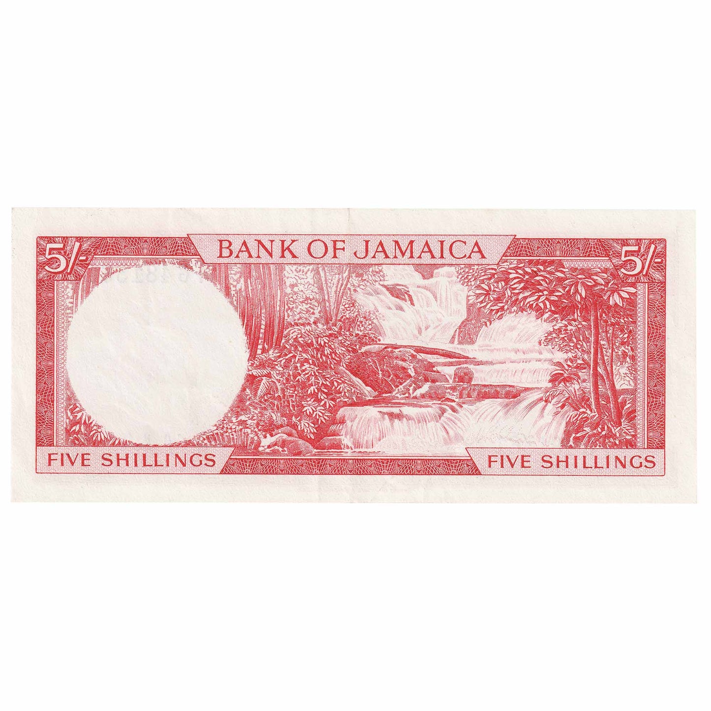 Jamaica L.1960 (1964) 5 Shilling Note, Pick #51Ac, Signature 2, AU