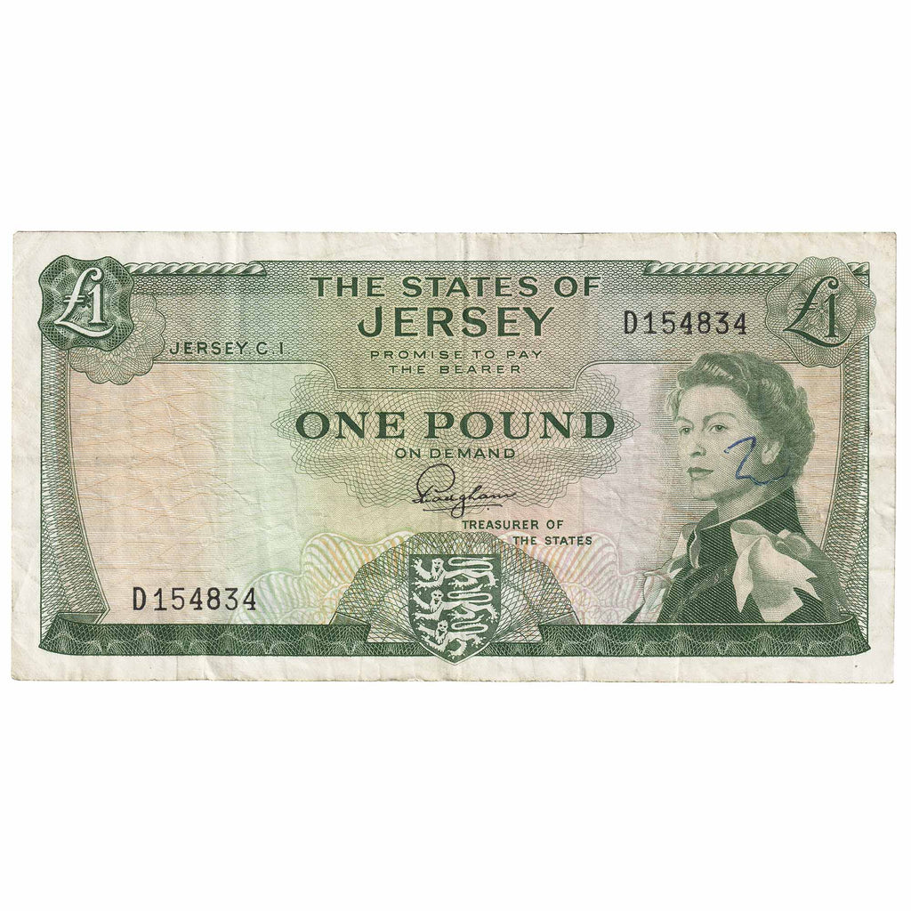 Jersey 1 Pound Note, Pick #8a, F-VF