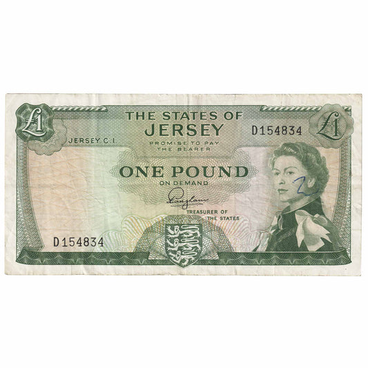 Jersey 1 Pound Note, Pick #8a, F-VF