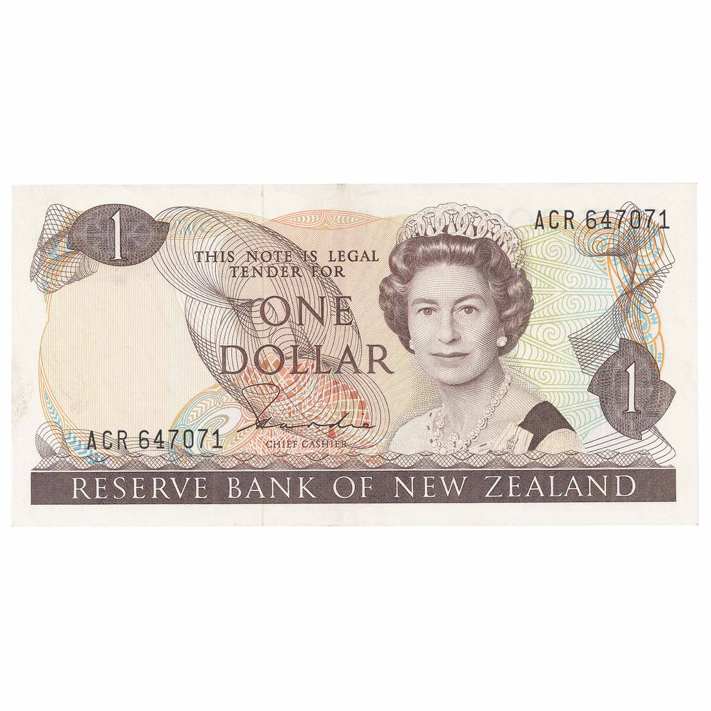 New Zealand 1981-92 1 Dollar Note, Pick #169a, AU-UNC