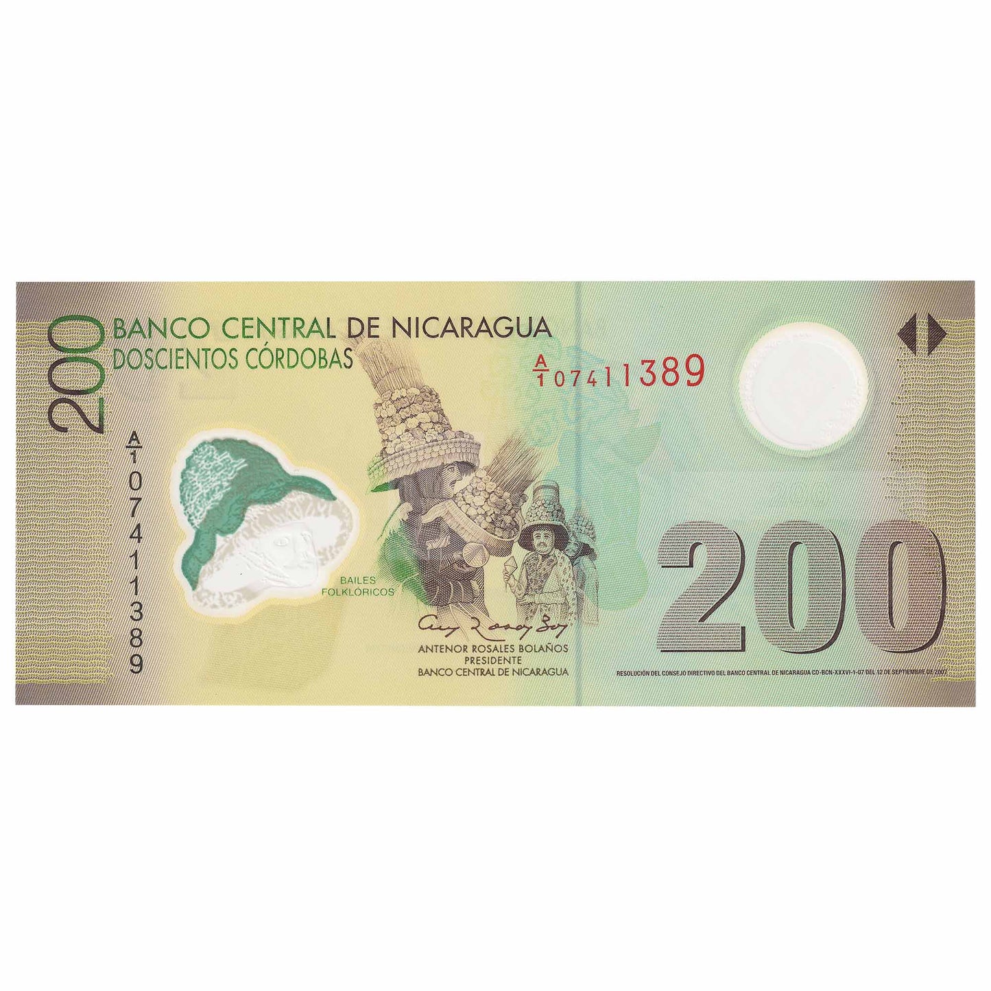 Nicaragua 2007 200 Cordobas, Pick #205a, UNC