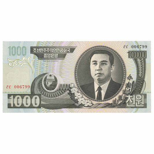 North Korea 2006 1,000 Won Note, Pick #45b, UNC