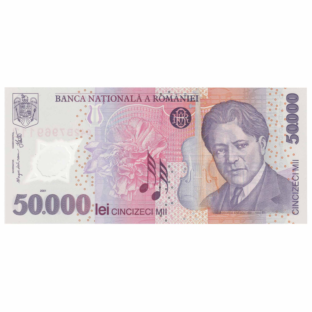 Romania 2001-04 50,000 Lei Note, Pick #113a, UNC