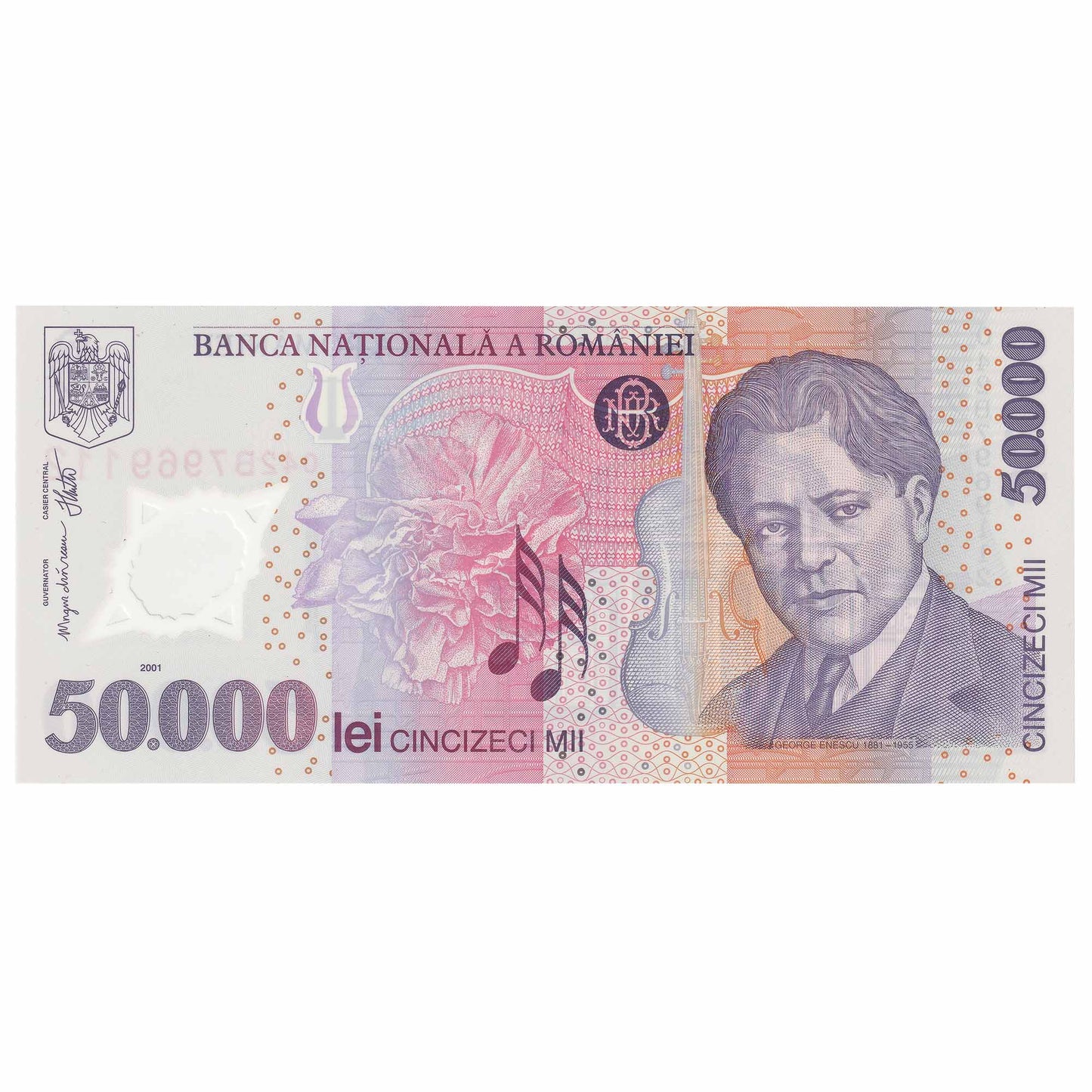 Romania 2001-04 50,000 Lei Note, Pick #113a, UNC