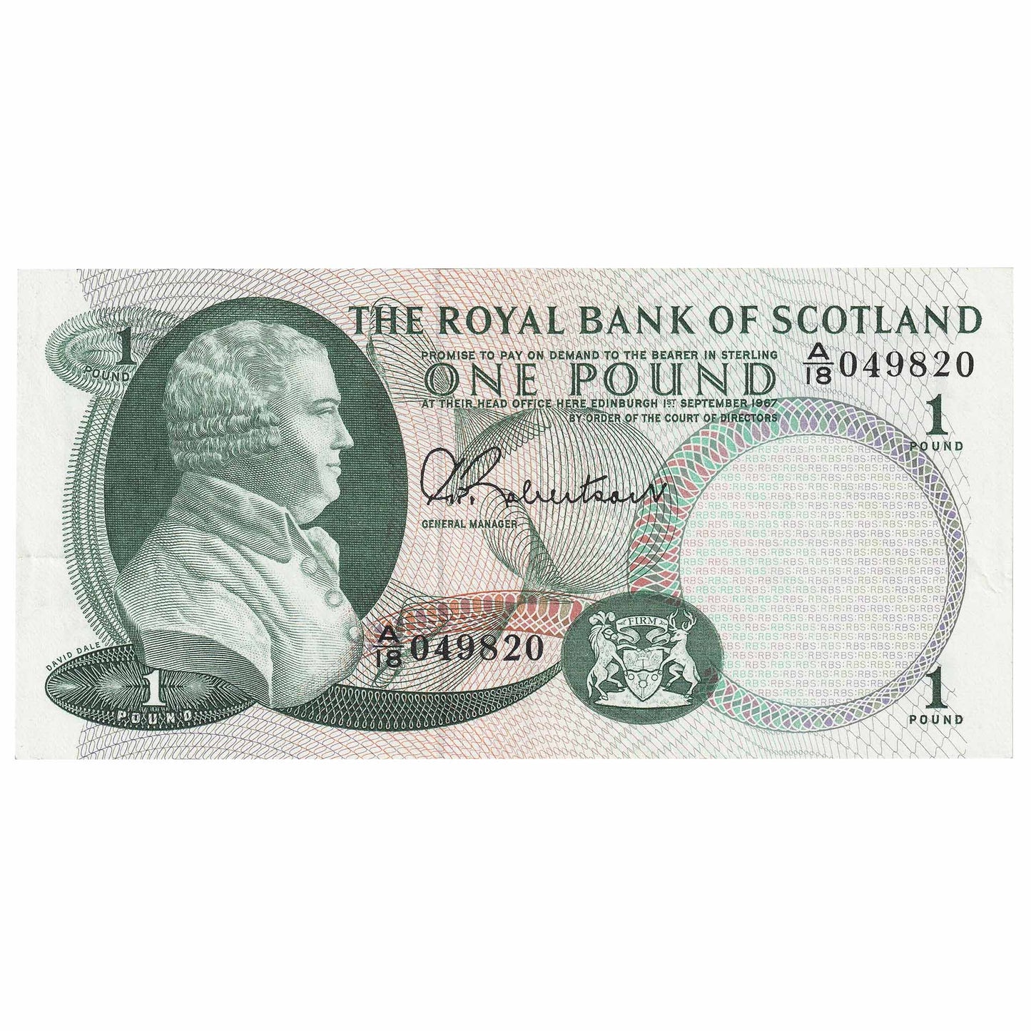 Scotland 1967 Royal Bank of Scotland 1 Pound Note, SC805, AU