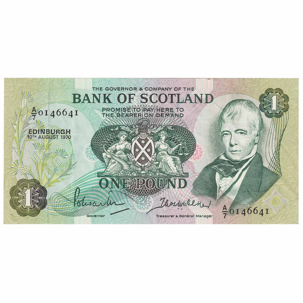 Scotland 1970 Bank of Scotland 1 Pound Note, SC109a, VF-EF