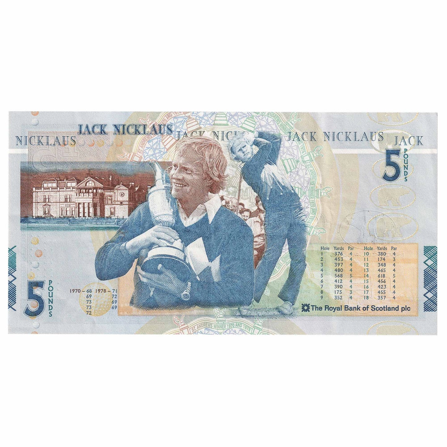 Scotland 2005 Royal Bank of Scotland 5 Pound Note, SC847, Jack Nicklaus, Circ