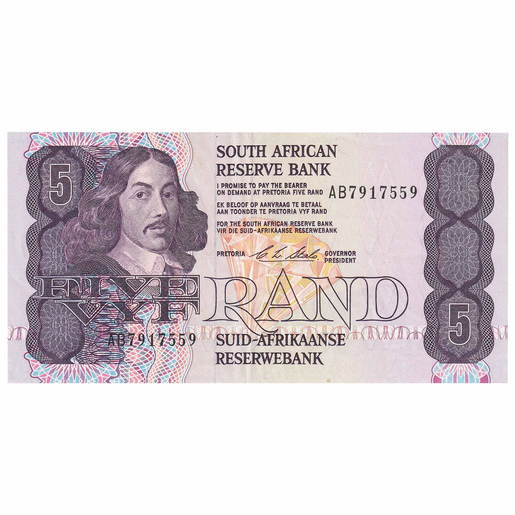 South Africa 1900-94 5 Rand Note, Pick #119e, Signature 7, EF-AU