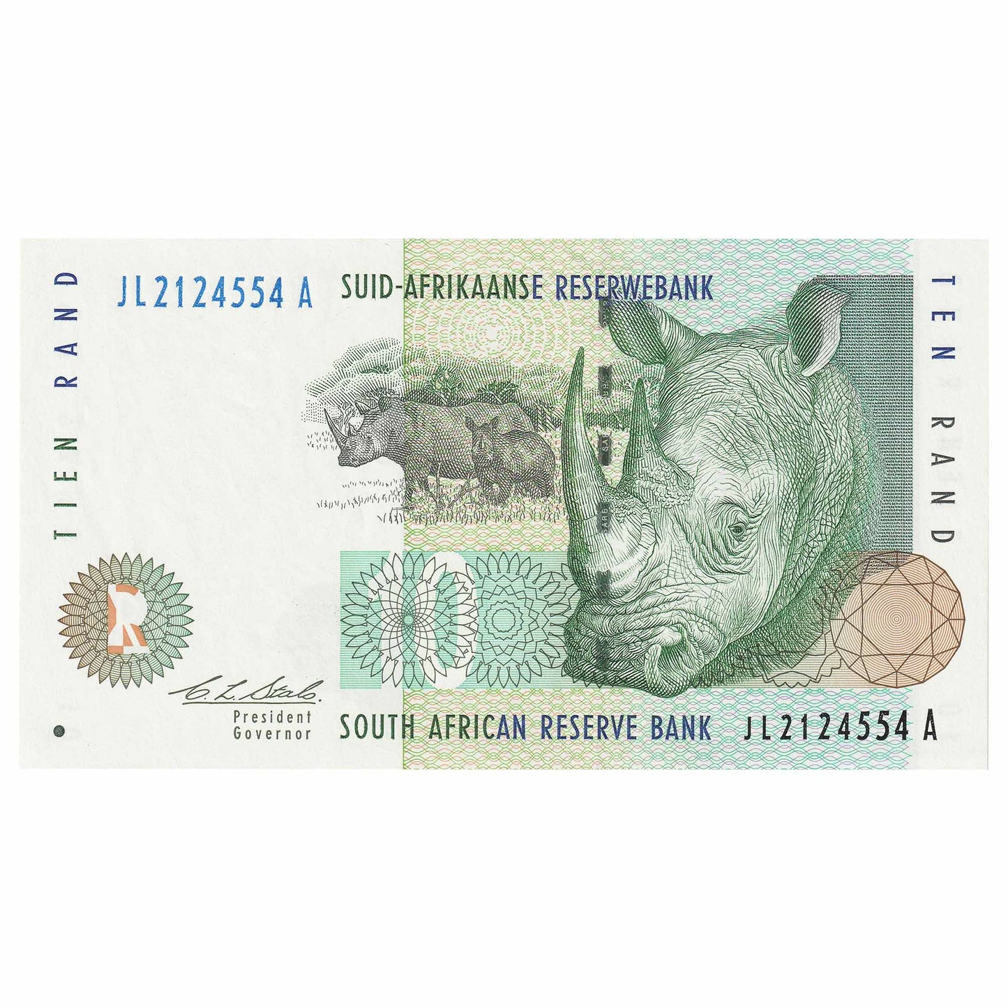 South Africa 1993 10 Rand Note, Pick #123a, UNC