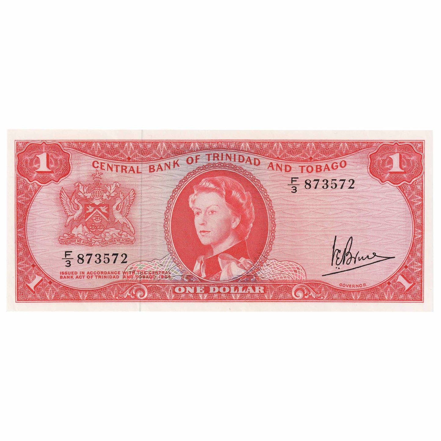Trinidad & Tobago L.1964 1 Dollar Note, Pick #26c, UNC