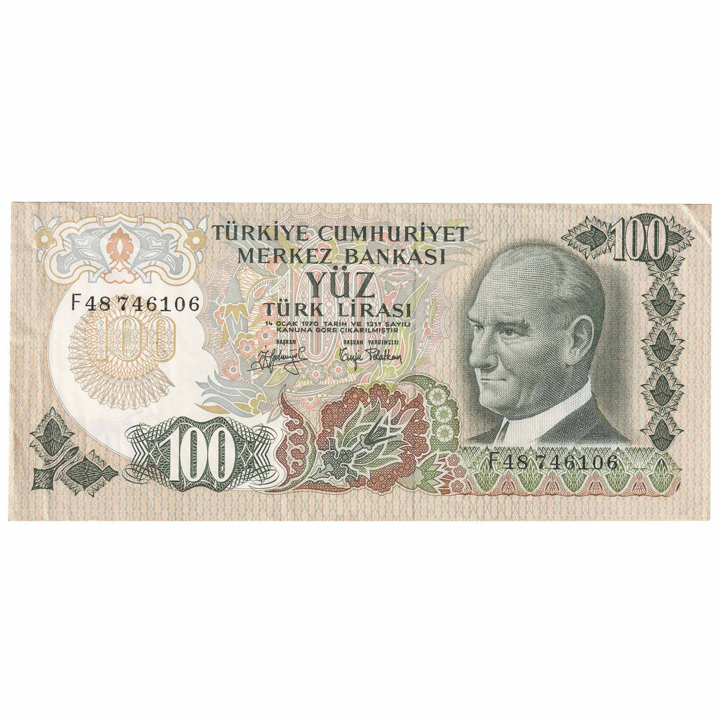 Turkey L.1970 (1979) 100 Lira Note, Pick #189b, Circ