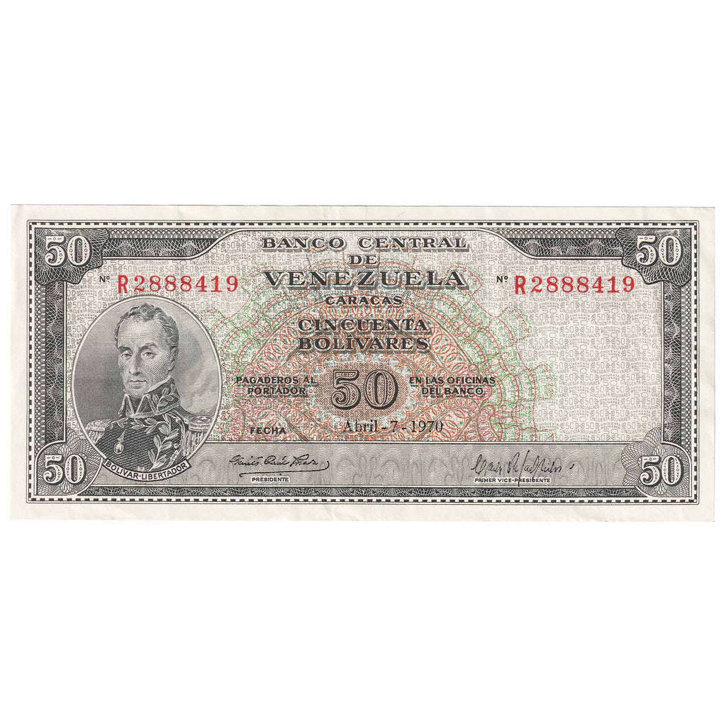 Venezuela 1970 50 Bolivares Note, Pick #47f, EF