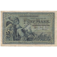 Germany 1904 5 Mark Note, 6 Digit, F