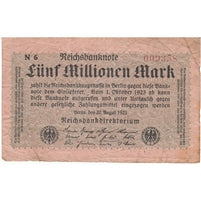 Germany 1923 5 Million Mark Note, F