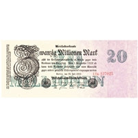 Germany 1923 20 Million Mark Note, 8 Digit, AU-UNC
