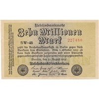 Germany 1923 10 Million Mark Note, 106b AU