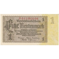 Germany 1937 1 Rentenmark Note, 8 Digit, UNC