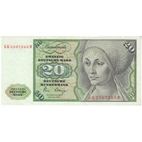 Germany 1980 20 Deutsche Mark Note, EF-AU
