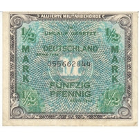 Germany 1944 1/2 Mark Note, 9 Digit, EF