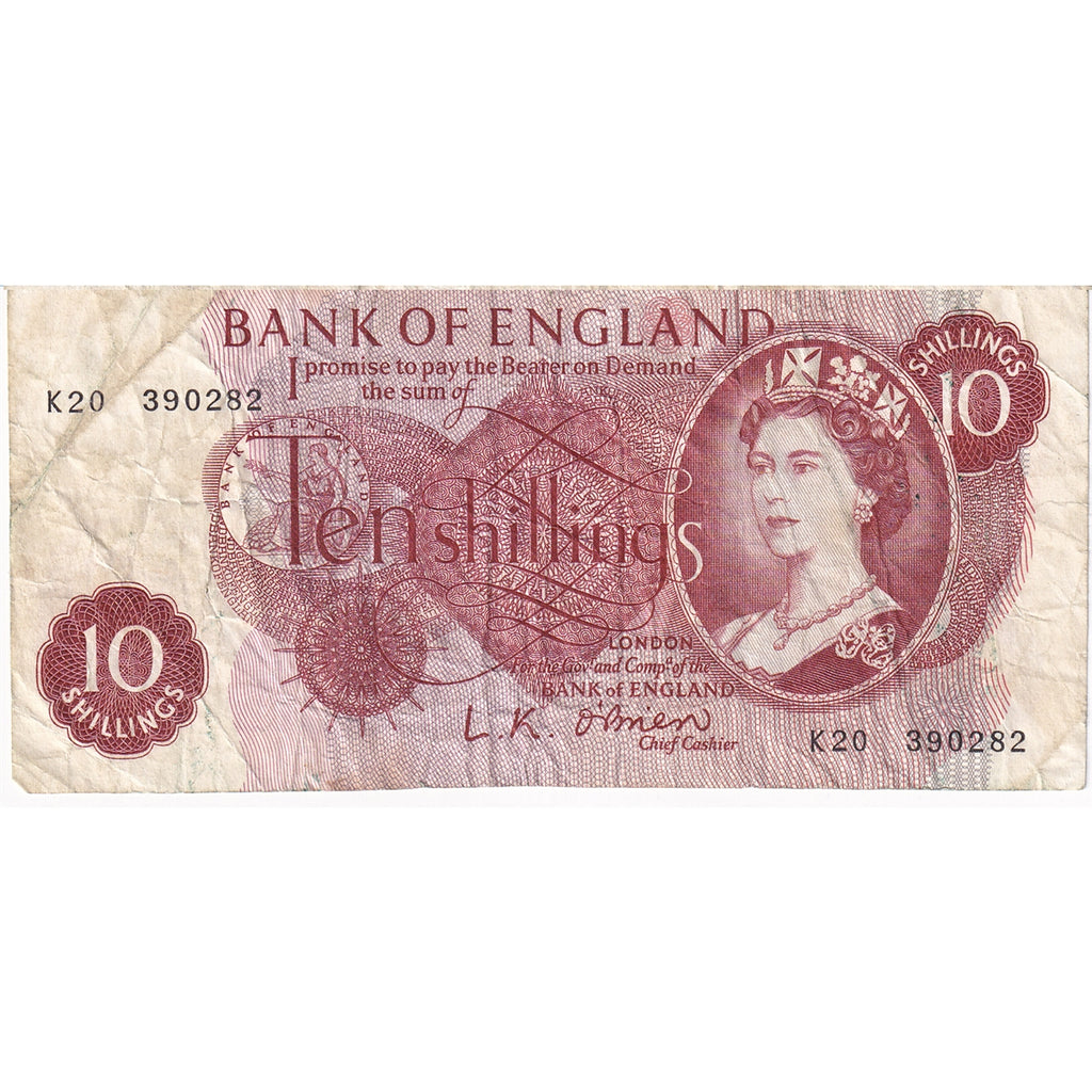 Great Britain 1961 10 Shilling Note, K-, VF