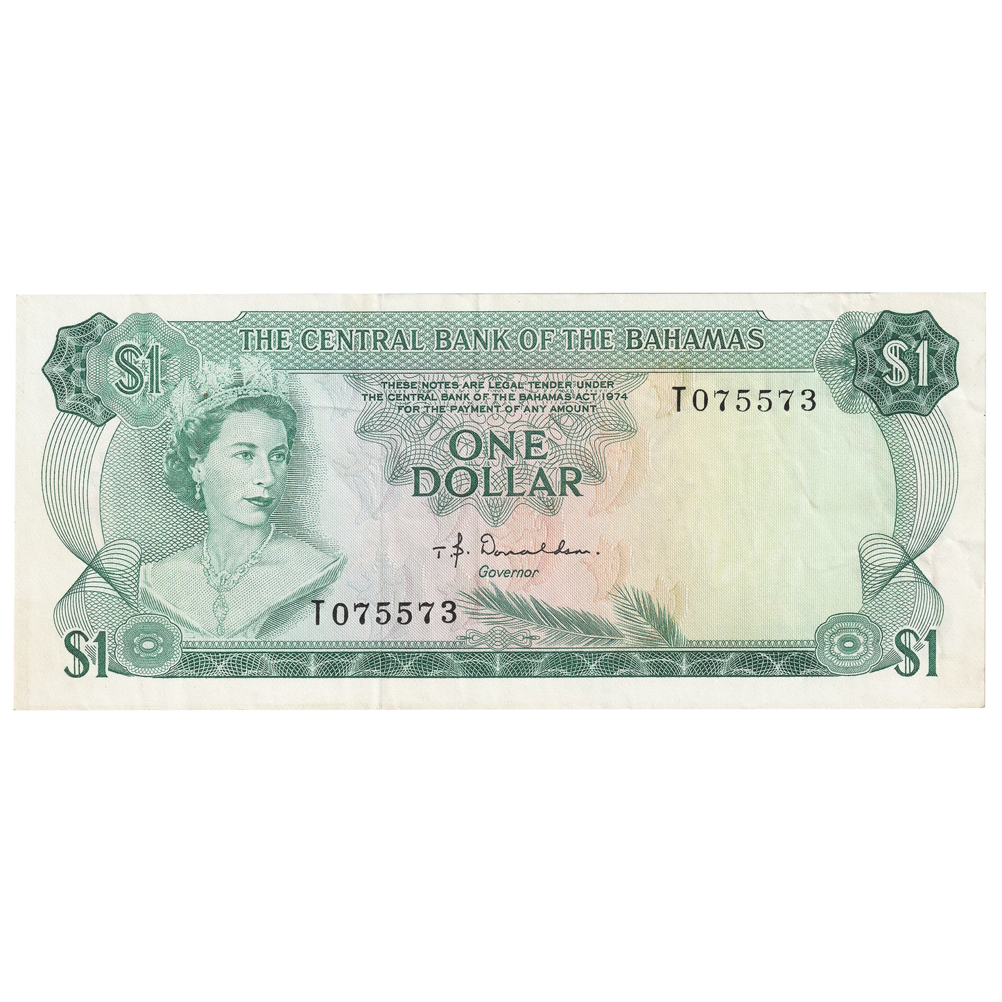 Bahamas 1974 1 Dollar Note, Pick #35a Donaldson, EF-AU