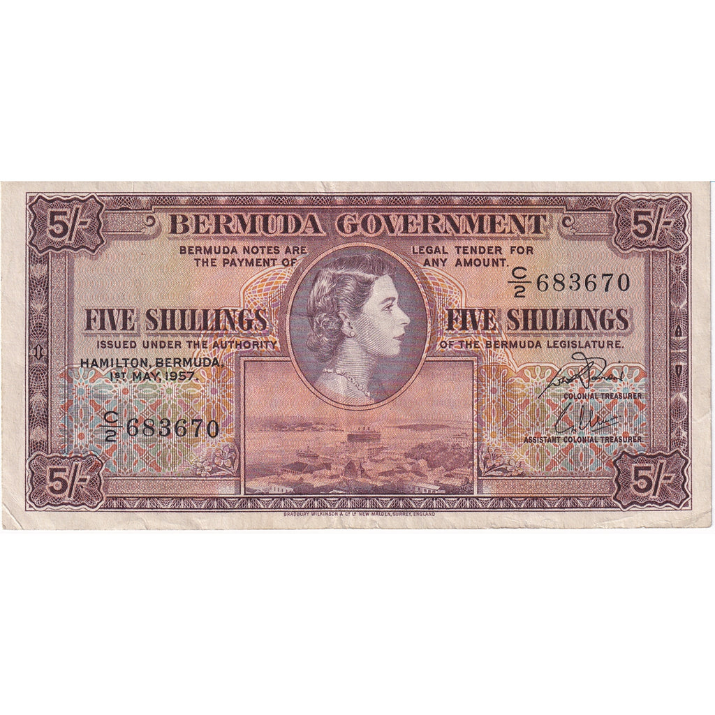 Bermuda Note 1957 5 Shillings, VF-EF