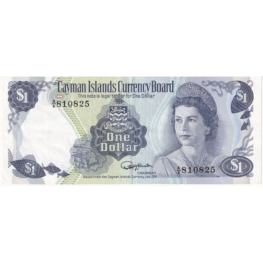 Cayman Islands Note 1974 1 Dollar, A/6 EF-AU