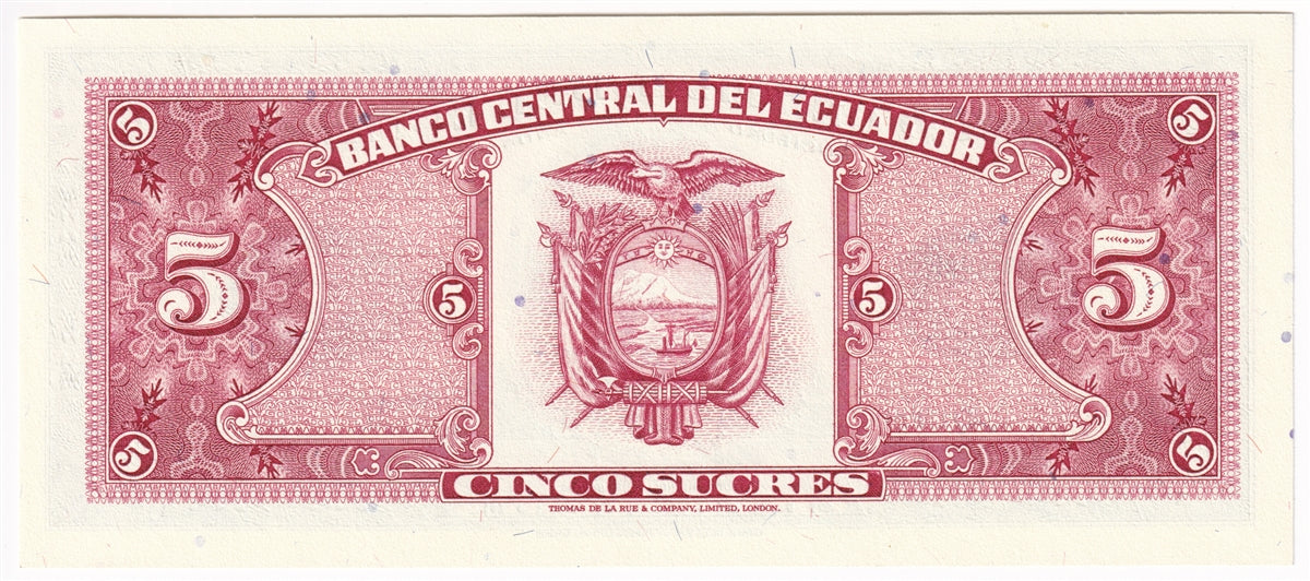 Ecuador Note 1988 5 Sucres, UNC
