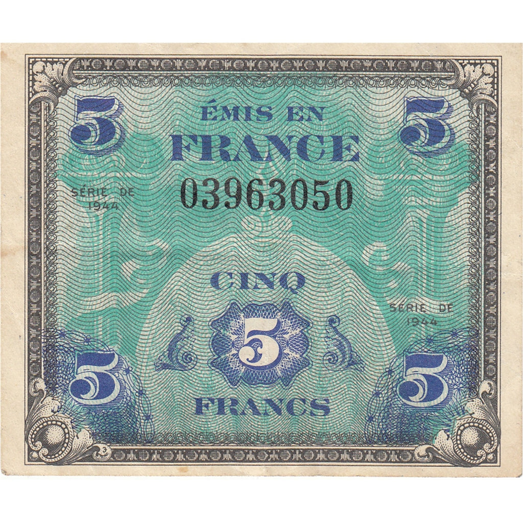 France Note 1944 5 Francs, EF