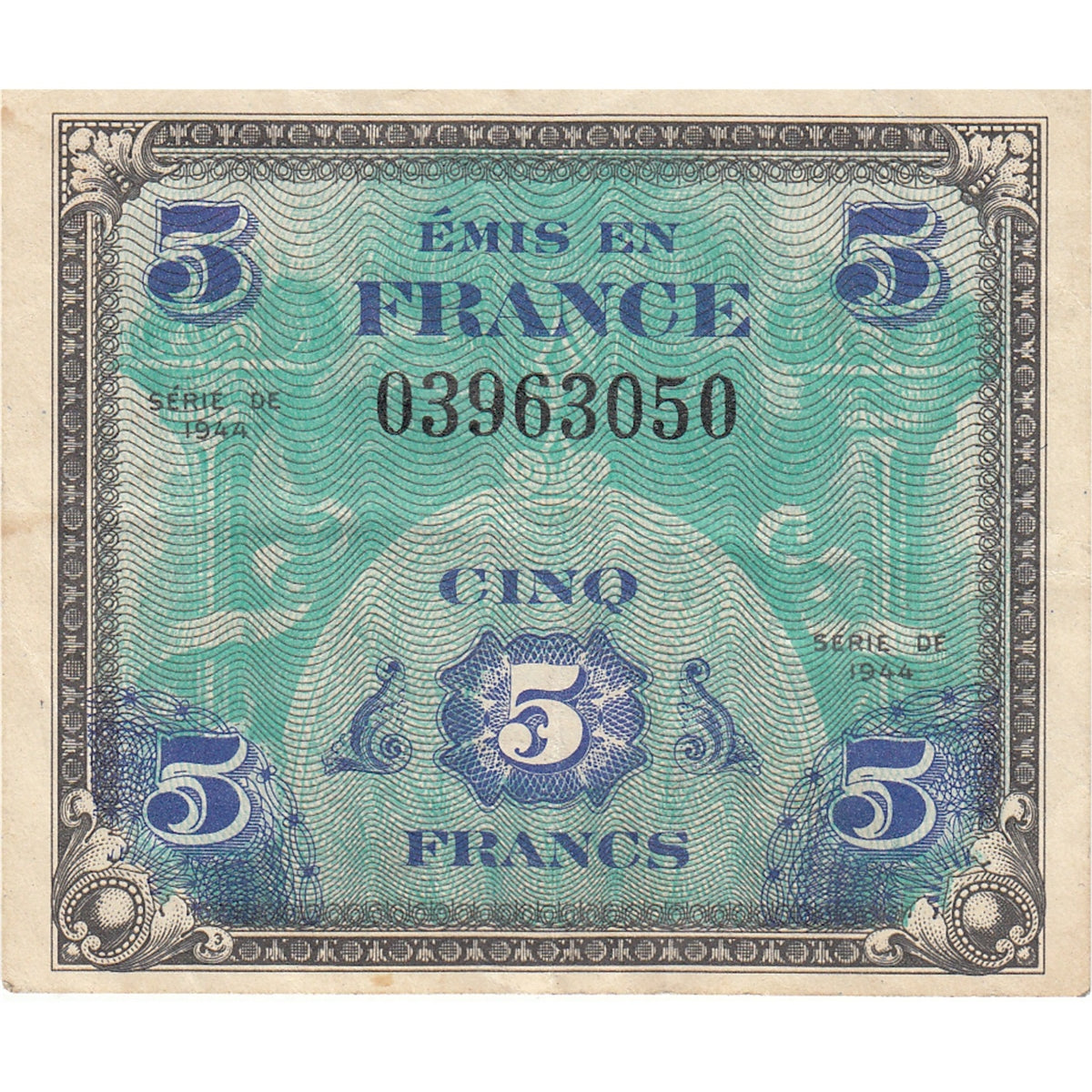 France Note 1944 5 Francs, EF