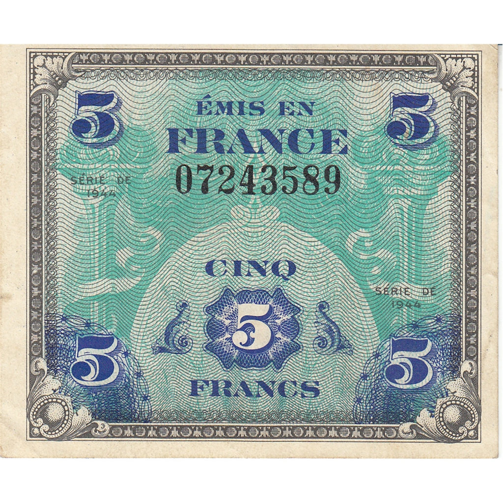 France Note 1944 5 Francs, AU