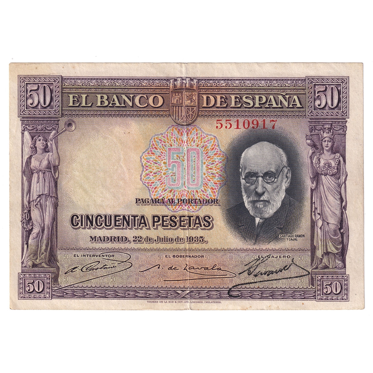 Spain Note 1935 50 Pesetas, EF