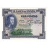 Spain Note 1925 100 Pesetas, Series F AU