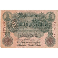 Germany 1910 50 Mark Note, F