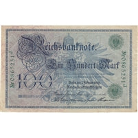 Germany 1908 100 Mark Note, Green AU