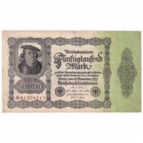 Germany 1922 50,000 Mark Note, w/o Under VF