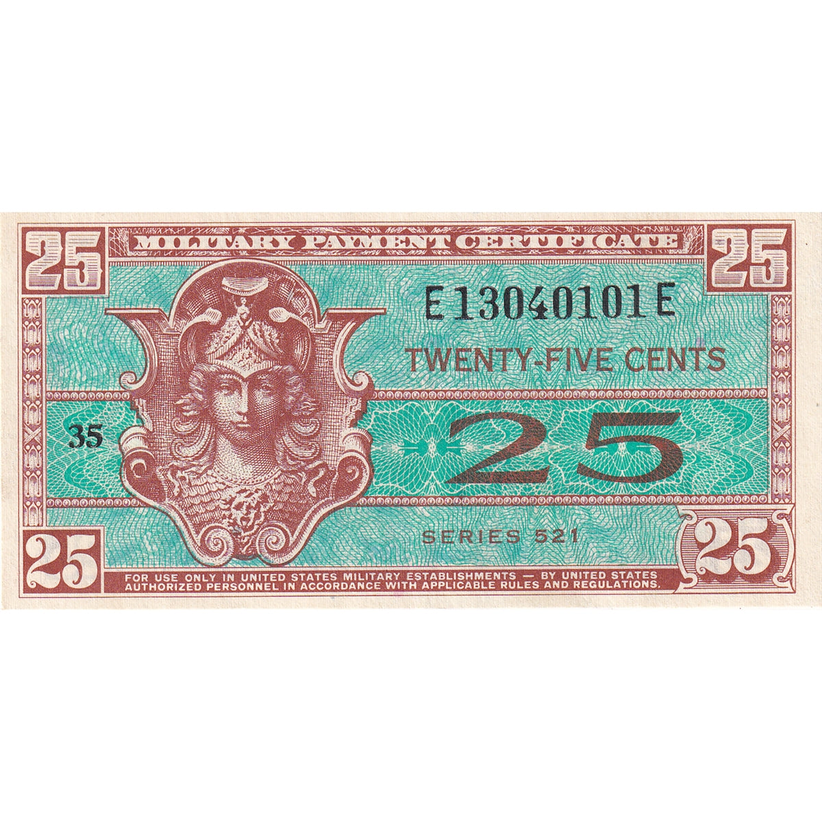 USA 1954-58 25 Cents, Series 521 UNC
