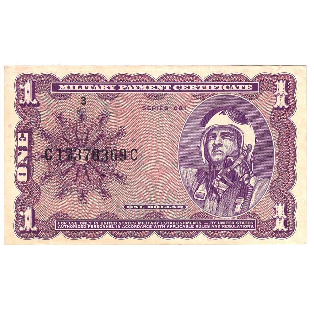 USA 1969-70 Military Payment Certificate KL#M79, $1 Note, Series 681, AU-UNC