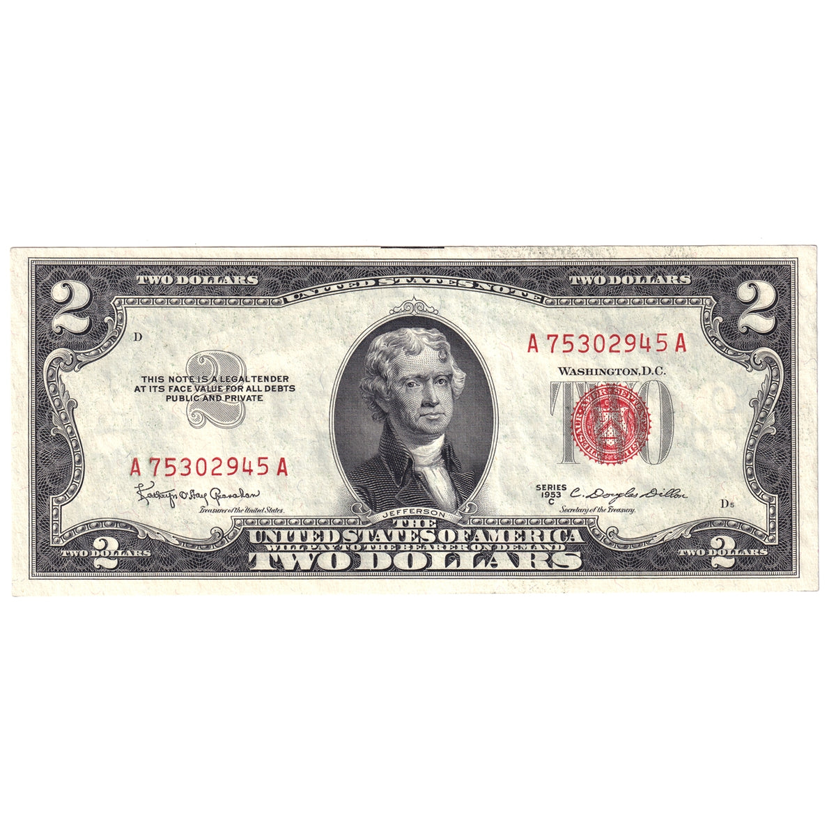 USA 1953C $2 Note, FR #1512, Granahan-Dillon, UNC