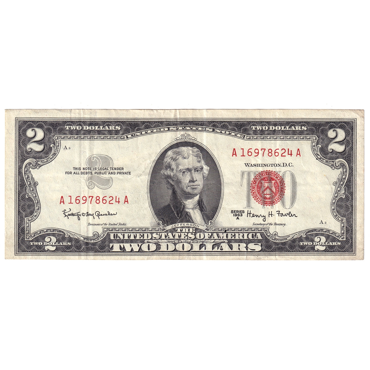 USA 1963A $2 Note, FR #1514, Granahan-Fowler, VF