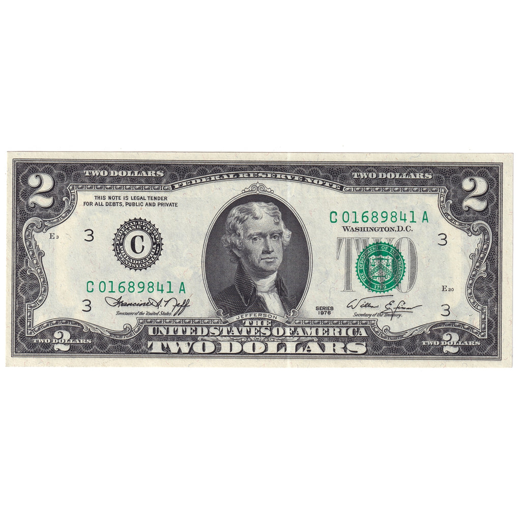 USA 1976 $2 Note, FR #1935C, Neff-Simon, Philadelphia, UNC