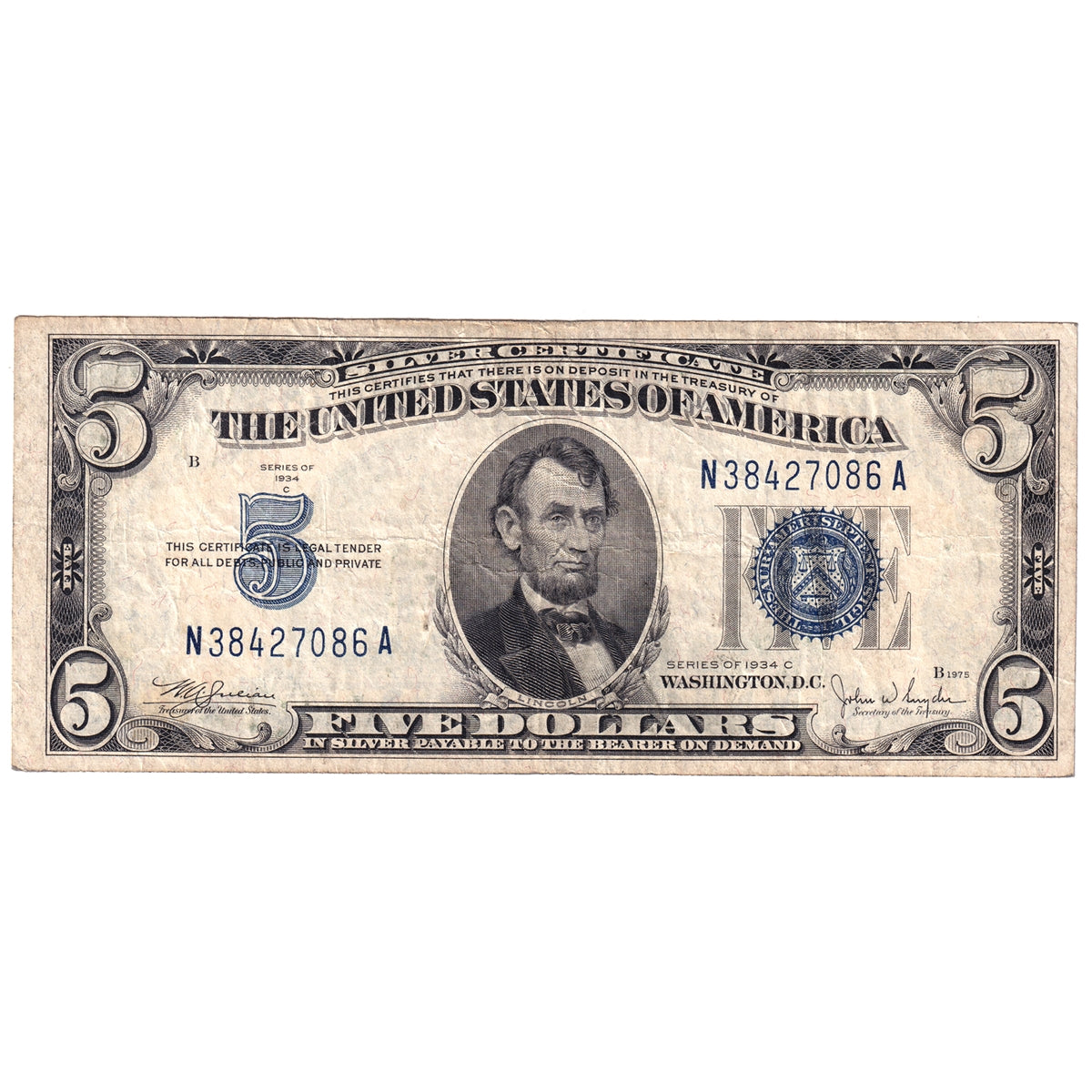 USA 1963 $5 Note, FR #1536, Very Fine