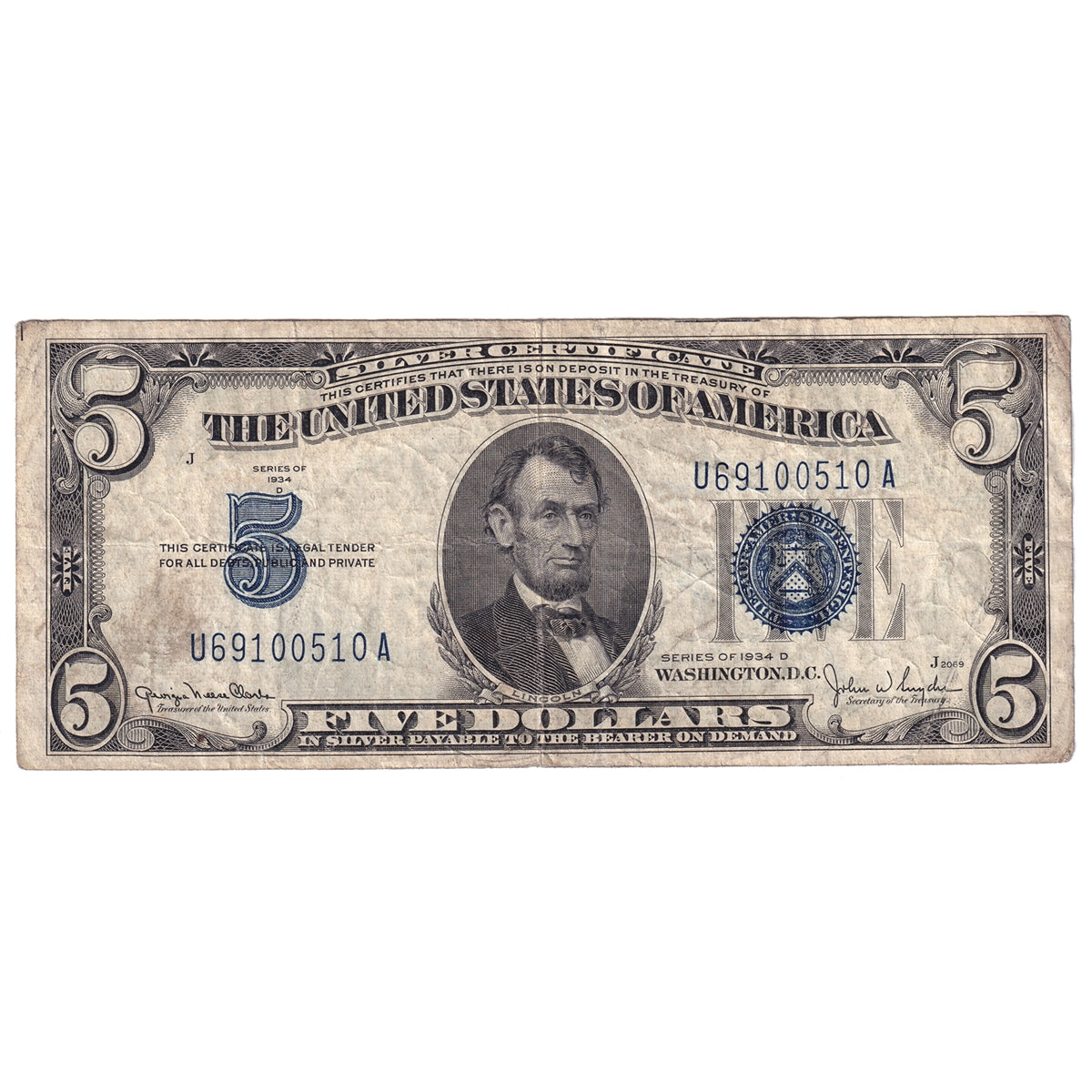 USA 1934D $5 Note, FR #1654, Fine