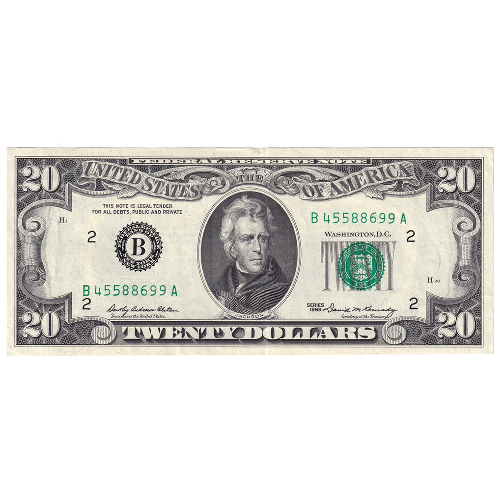 USA 1969 $20 Note, FR #2067B, New York, AU