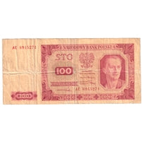Poland 1948 100 Zlotych Note, Pick #139a, F