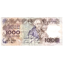 Portugal 1988 1,000 Escudos Note, Pick #181e, VF